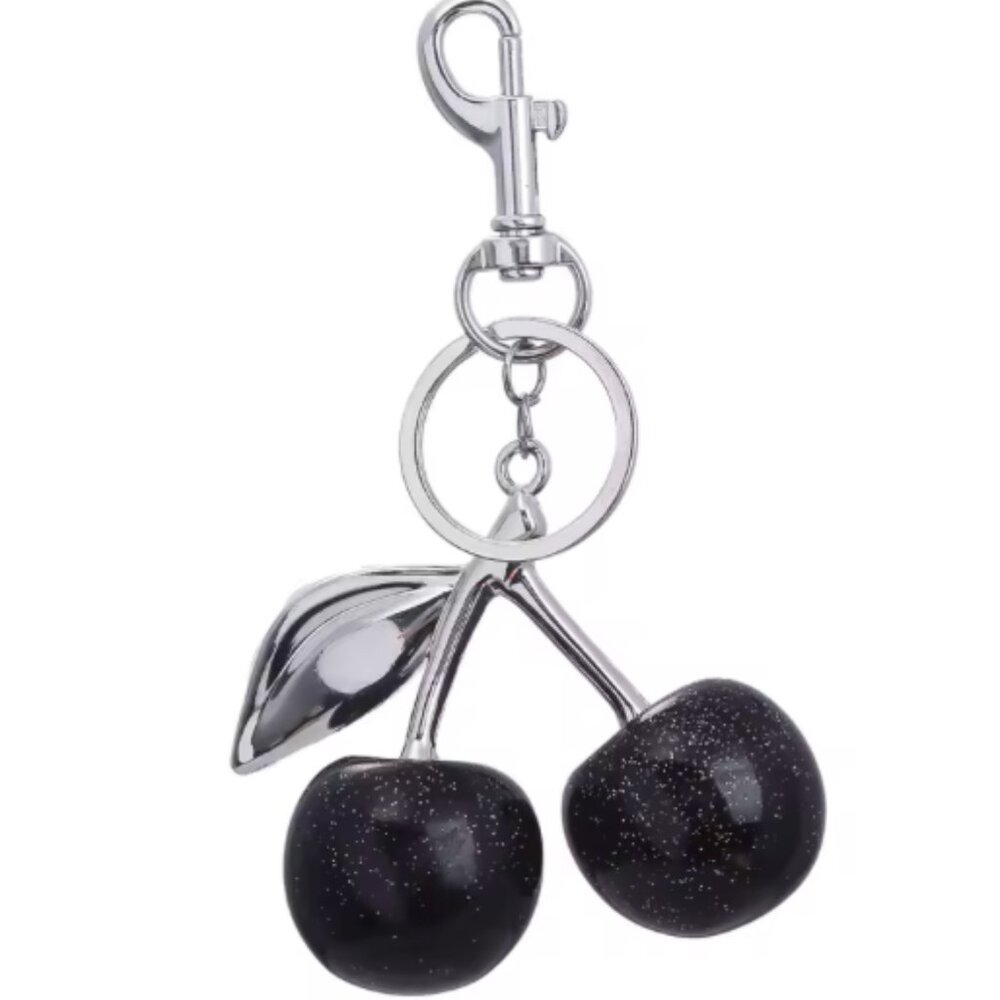 Silver Cherry Bag Charm Keychain